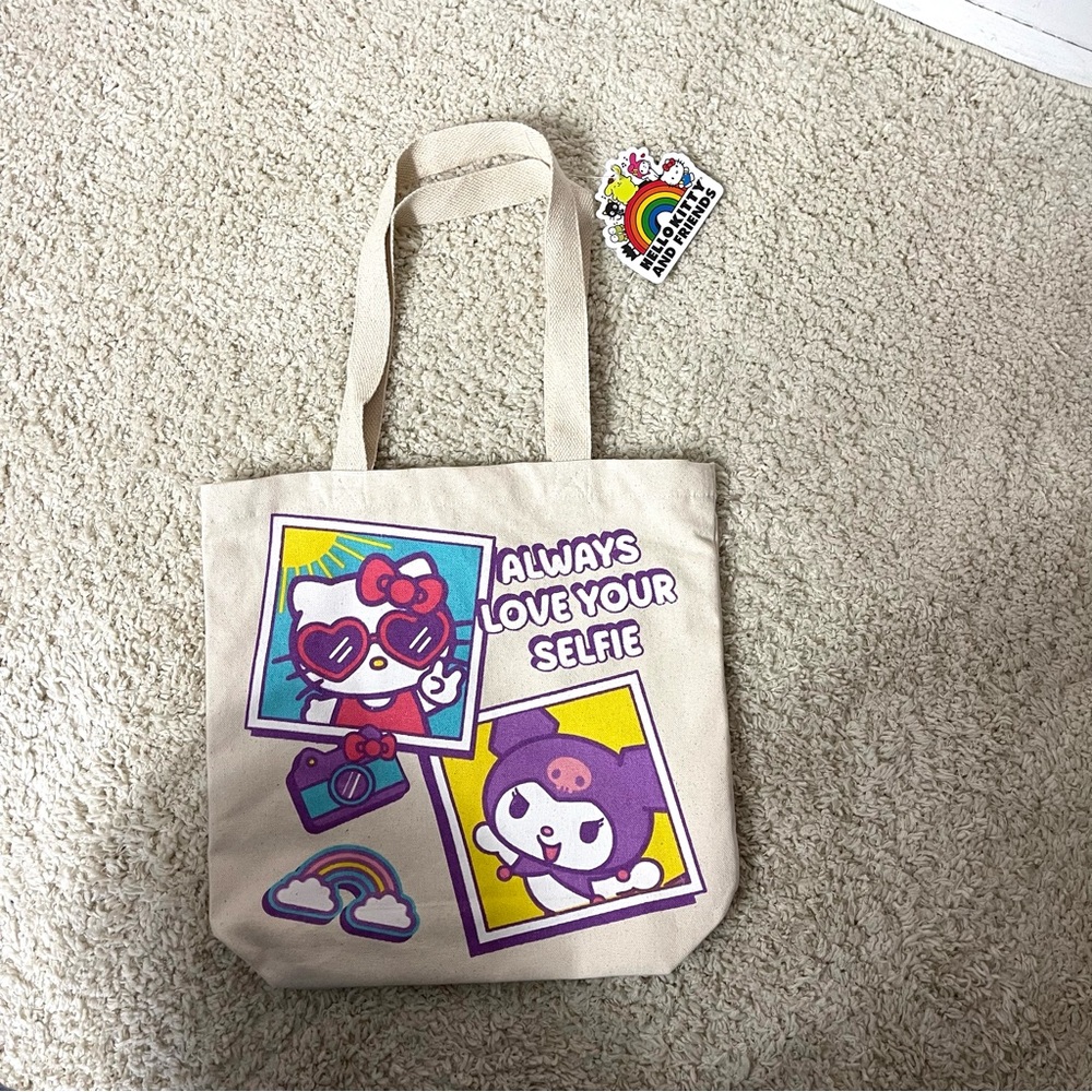 Hello Kitty Cream Tote Bag with Pink and Purple Accents